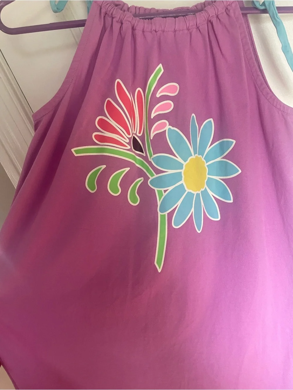 Hanna Andersson Girls' Purple Floral Tie-Shoulder Sundress Size 8